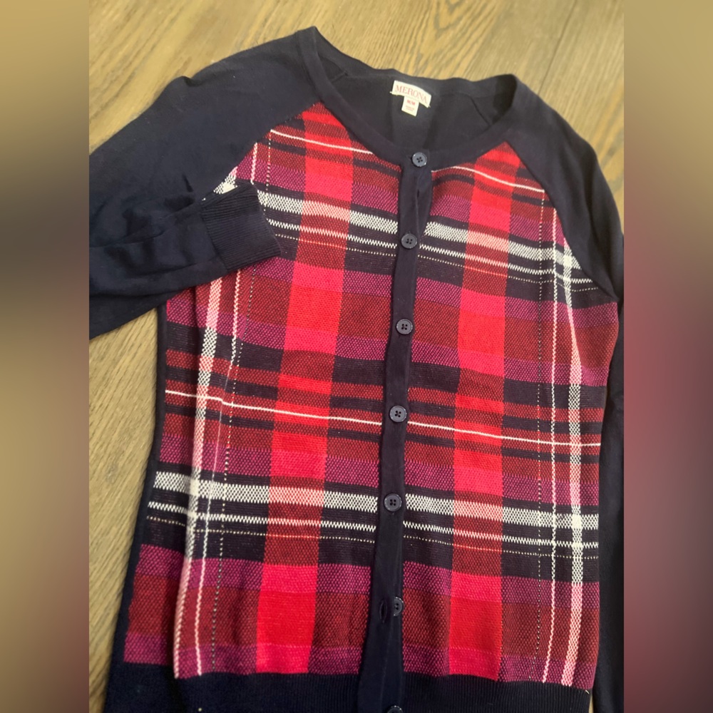 Merona Women's‎ Plaid Cardigan - Red and Black